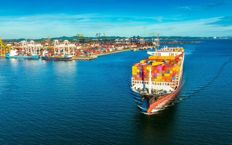 Indirect exports intended for international markets through global shipping routes
